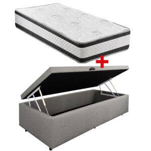 Cama Baúl 1 Plaza Lino + Colchón Espuma D33 Azaleia