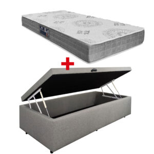 Cama Baúl 1 Plaza Lino + Colchón Espuma D33 – Sono