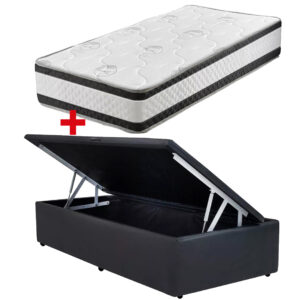 Cama Baúl 1 Plaza Pu + Colchón Espuma D33 Azaleia