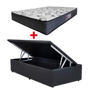 Cama Baúl 1 Plaza Pu + Colchón Espuma D26 Azaleia Pro