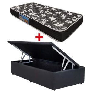 Cama Baúl 1 Plaza Pu + Colchón Espuma D20 Ecobambú
