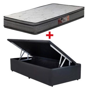 Cama Baúl 1 Plaza Pu + Colchón Espuma D33/D65 Opala