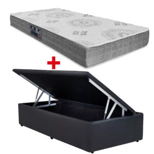 Cama Baúl 1 Plaza Pu + Colchón Espuma D33 – Sono