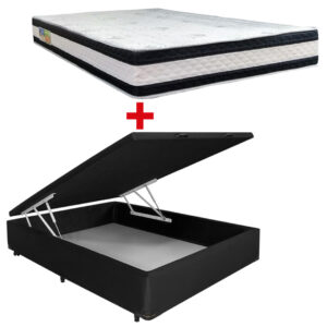 Cama Baúl 2 Plazas PU + Colchón Espuma D33 Azaleia