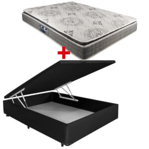 Cama Baúl 2 Plazas Pu + Colchón Espuma D33 Sono Pillow Top