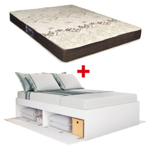 Cama con Puertas Tokio 2 Plazas + Colchón Espuma D28 Confort