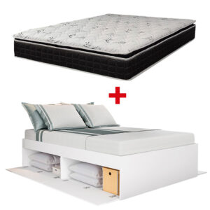 Cama con Puertas Tokio 2 Plazas + Colchón Espuma EPS D60 Pillow Top