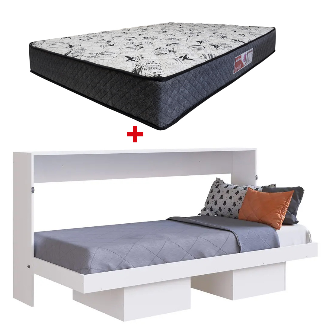 Cama Rebatible Latino 1 Plaza + Colchón Espuma Azaleia Pro 88