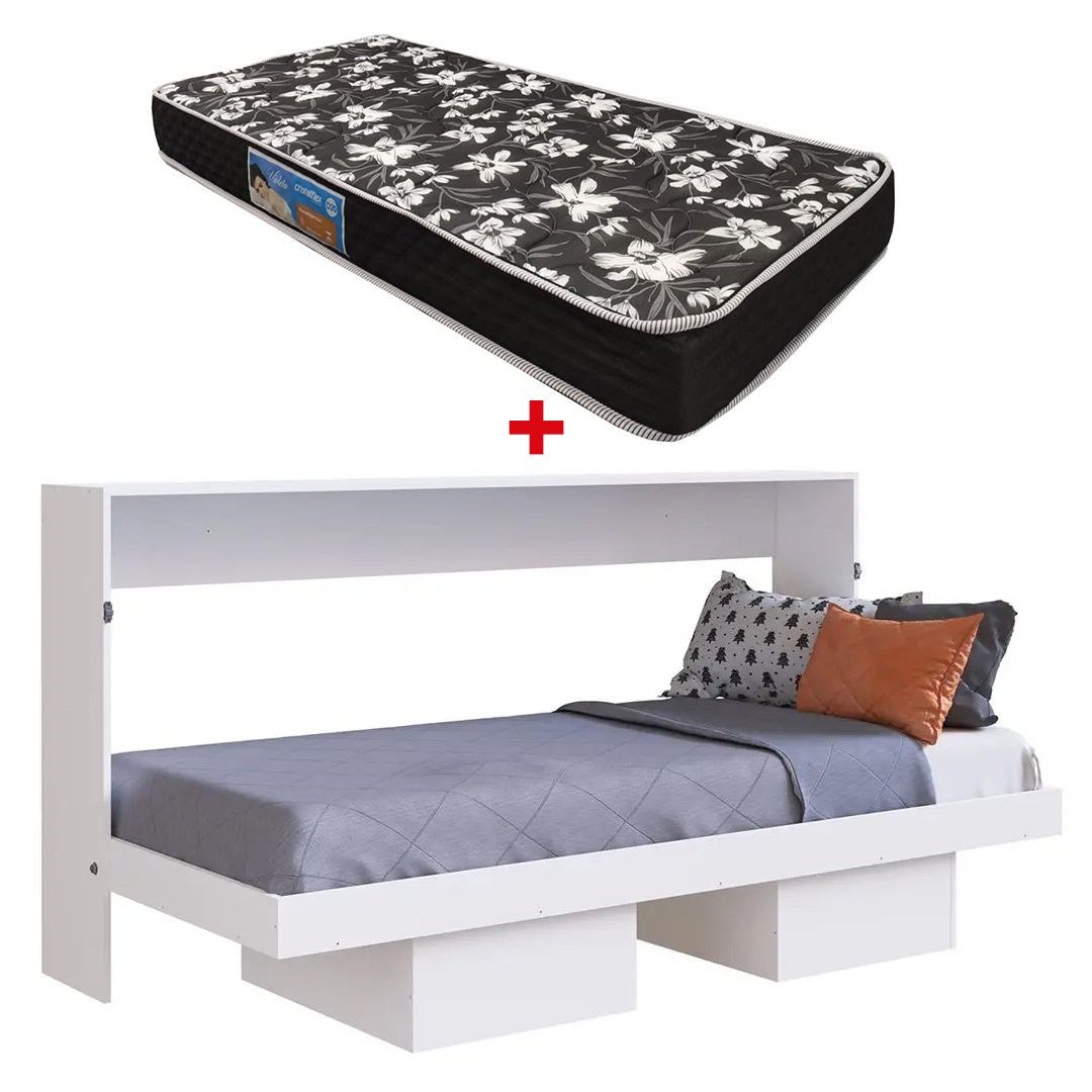 Cama Rebatible Latino 1 Plaza + Colchón Espuma Ecobambu 88