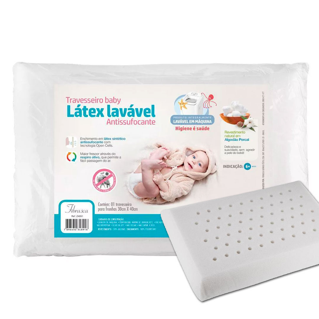 Almohada Infantil de Latex Lavable Anti Asfixia